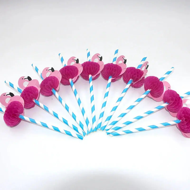 Flamingo Paper Straws | Jungle Pattern | 10 And 20 Pack