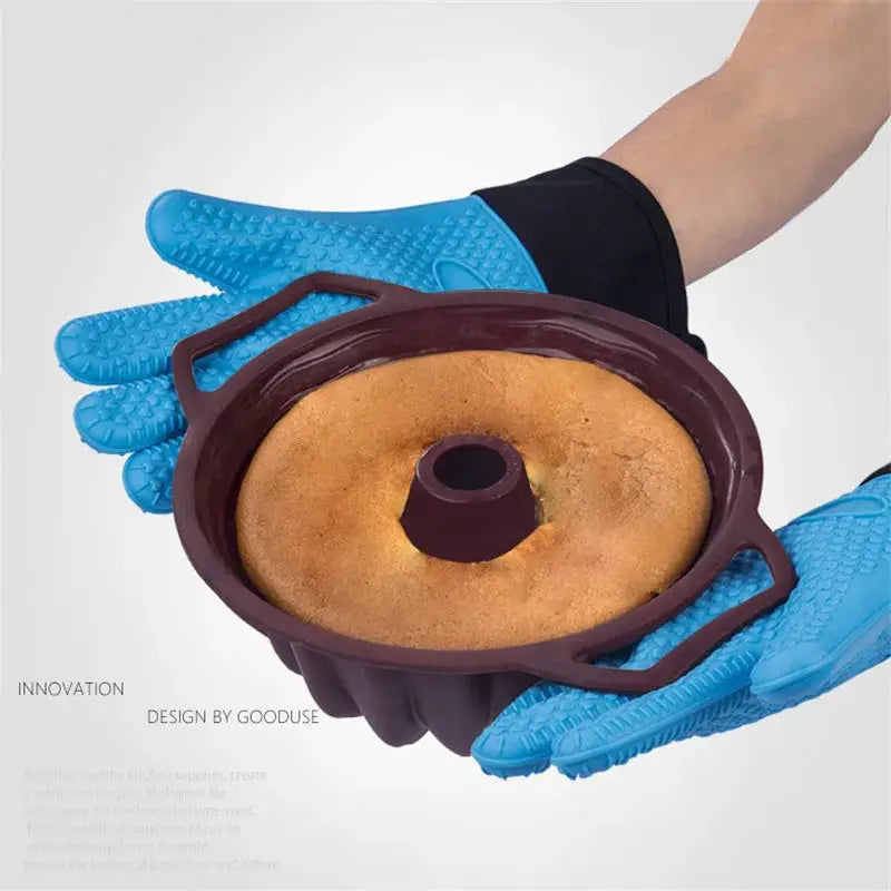 Silicone Heat Resistant Gloves | Non-Slip Grip | Oven Grill Mitts | 1-2 Pcs