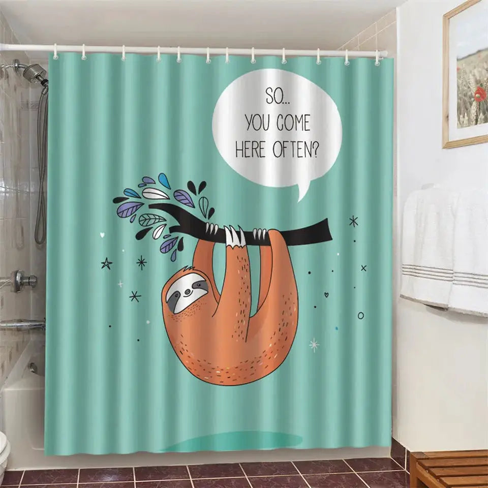 Cat Brushing Teeth Shower Curtain Bathroom Product Waterproof Durable Polyester Fabric Room Decoration cortinas With 12pcs Hooks from PriceLows™