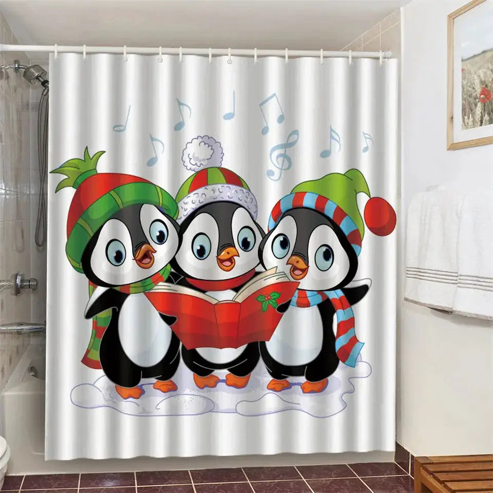 Cat Brushing Teeth Shower Curtain Bathroom Product Waterproof Durable Polyester Fabric Room Decoration cortinas With 12pcs Hooks from PriceLows™