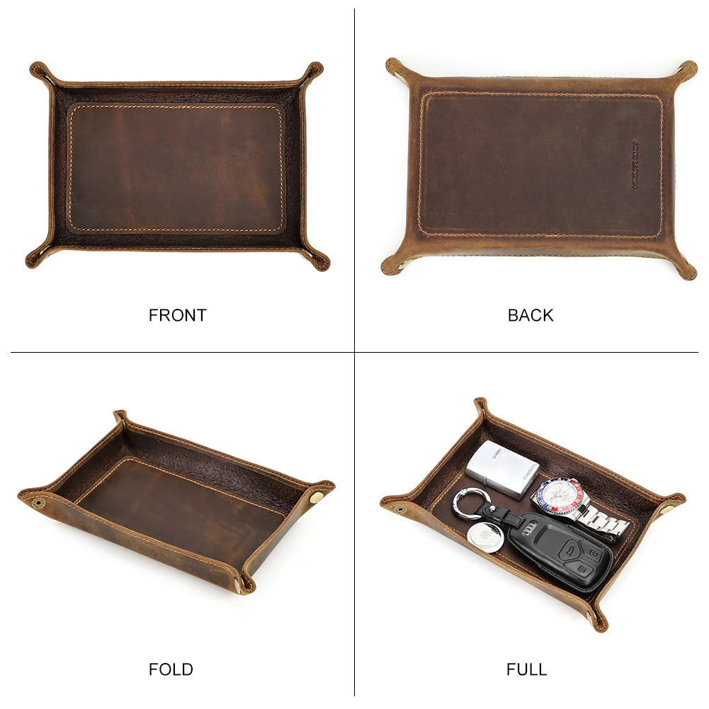 Leather Desktop Tray | Genuine Nubuck Leather | Jewelry Organizer | One Size