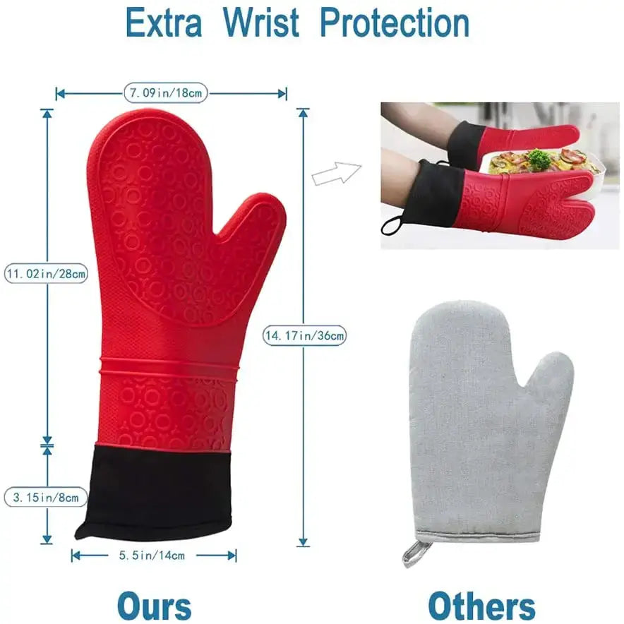 Oven Gloves | Silicone Heat Resistant | Non Slip | 1 Pair