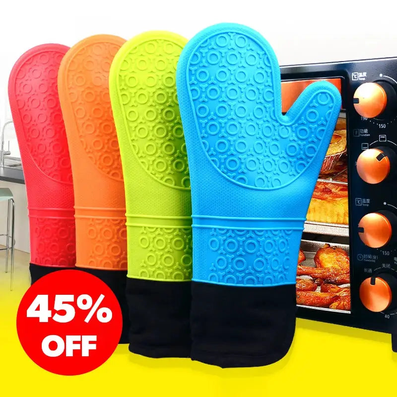 Oven Gloves | Silicone Heat Resistant | Non Slip | 1 Pair