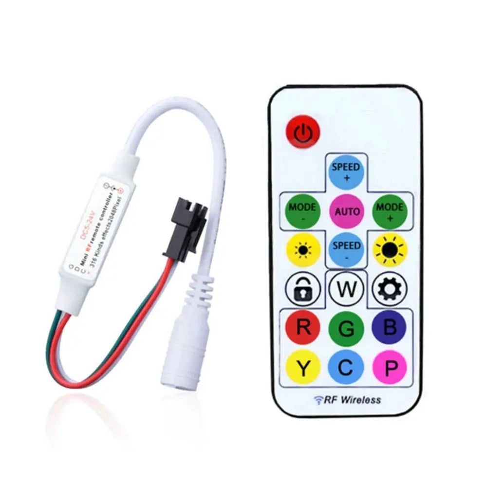 WS2811 WS2812B Led Pixels Strip Light Controller WS2812 USB/DC MINI 3Keys RF 14/17/21Keys Led Tape Remote Controller DC5-24V from PriceLows™