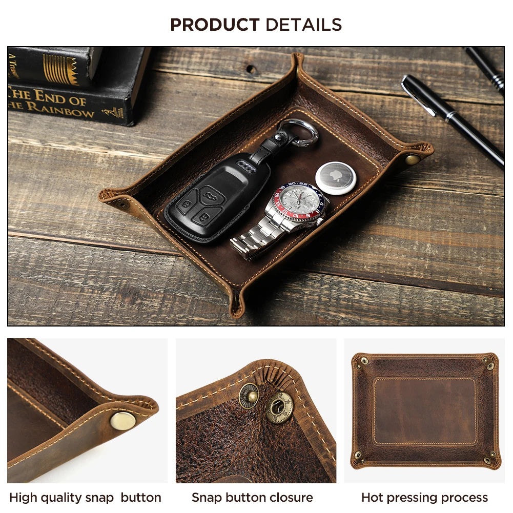 Leather Desktop Tray | Genuine Nubuck Leather | Jewelry Organizer | One Size