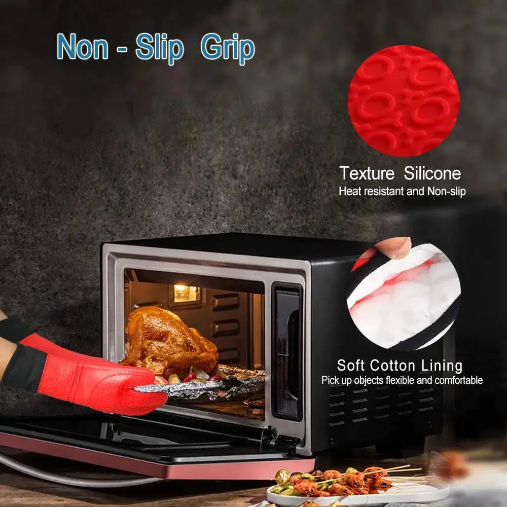 Oven Gloves | Silicone Heat Resistant | Non Slip | 1 Pair