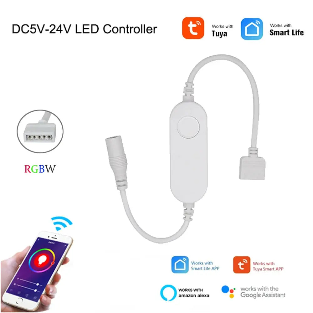 WiFi Smart Mini Led Controller DC 5V 12V 24V RGBW RGBWW RGB+CCT RGB Strip Controller TUYA Smart Life APP Echo Plus Voice Control from PriceLows™