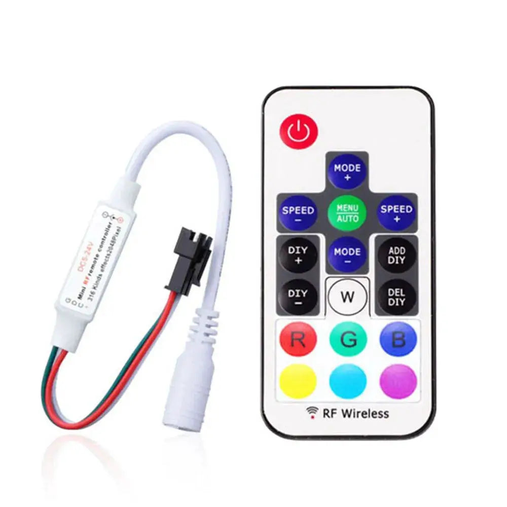 WS2811 WS2812B Led Pixels Strip Light Controller WS2812 USB/DC MINI 3Keys RF 14/17/21Keys Led Tape Remote Controller DC5-24V from PriceLows™