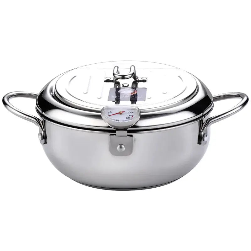 Deep Frying Pot | 304 Stainless Steel | With Thermometer And Lid | 20cm, 24cm