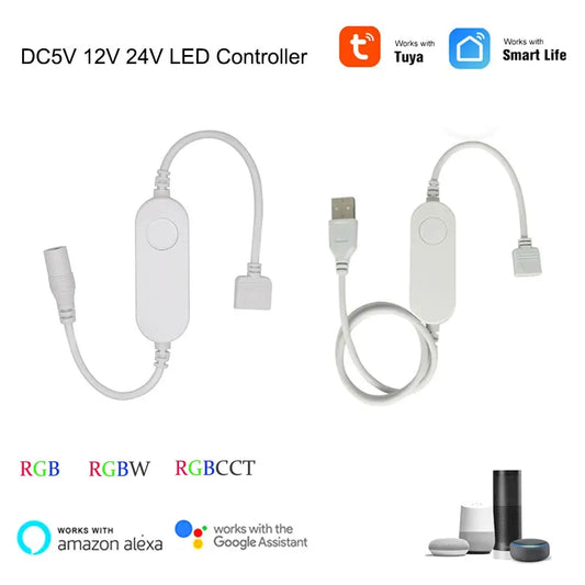 WiFi Smart Mini Led Controller DC 5V 12V 24V RGBW RGBWW RGB+CCT RGB Strip Controller TUYA Smart Life APP Echo Plus Voice Control from PriceLows™