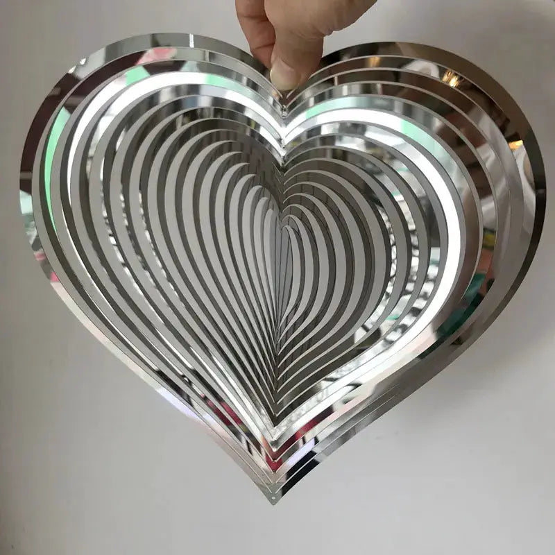 Heart Square Drop Shape Stainless Steel 3D Rotating Wind Spinner Chime Metal Decor Home Garden Decoration Outdoor Indoor Rooms from PriceLows™
