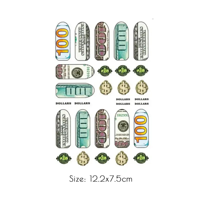 3D Money Dollar Sign Nail Art Stickers Decal Wealthy Rich Style Self Adhesive Nails Acrylic Manicure Tips Decoration Tool from PriceLows™