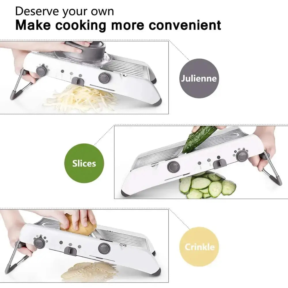 Mandoline Slicer | Stainless Steel | Adjustable | 18 Precision Cutters
