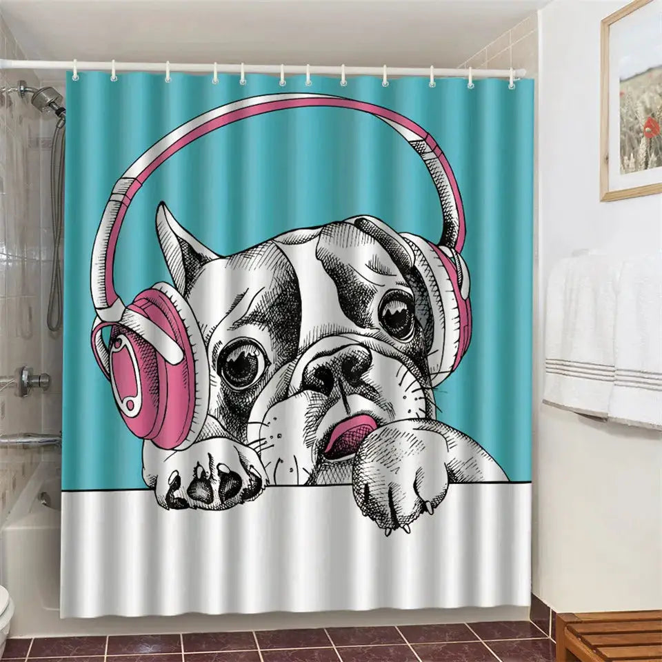 Cat Brushing Teeth Shower Curtain Bathroom Product Waterproof Durable Polyester Fabric Room Decoration cortinas With 12pcs Hooks from PriceLows™