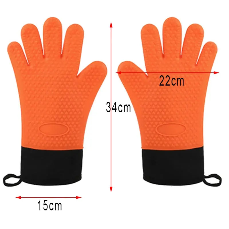 Silicone Heat Resistant Gloves | Non-Slip Grip | Oven Grill Mitts | 1-2 Pcs