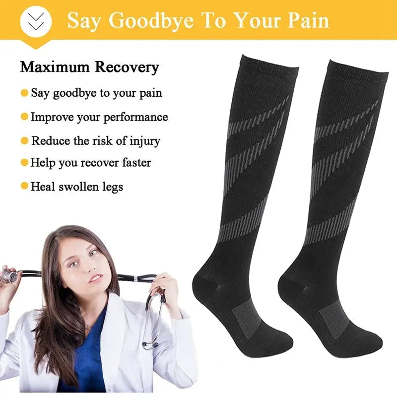 Compression Socks | Varicose Vein Relief | Diabetic Support | Unisex Nylon