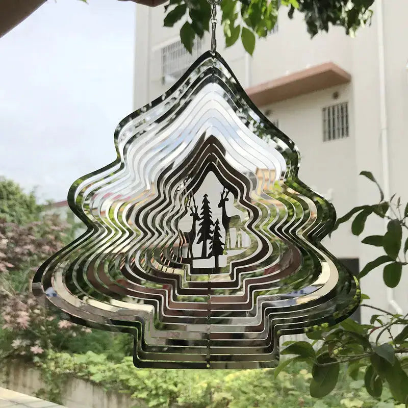 Heart Square Drop Shape Stainless Steel 3D Rotating Wind Spinner Chime Metal Decor Home Garden Decoration Outdoor Indoor Rooms from PriceLows™