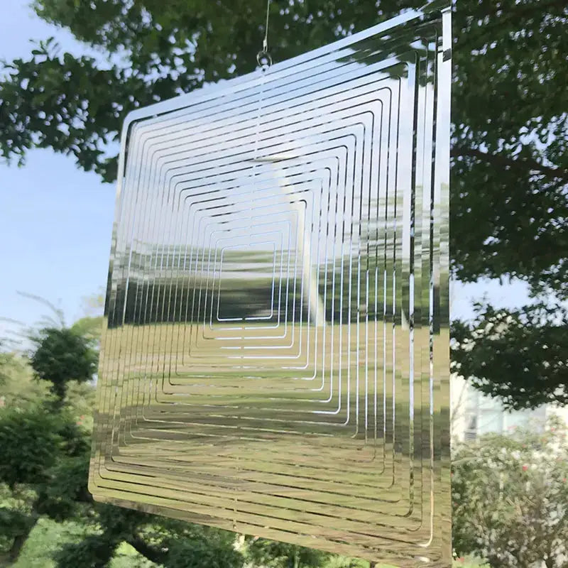 Heart Square Drop Shape Stainless Steel 3D Rotating Wind Spinner Chime Metal Decor Home Garden Decoration Outdoor Indoor Rooms from PriceLows™