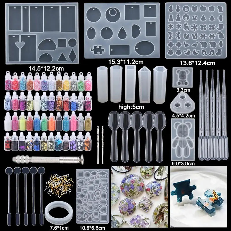 Resin Jewelry Making Kit | Dried Flowers Foil Earring Necklaces
