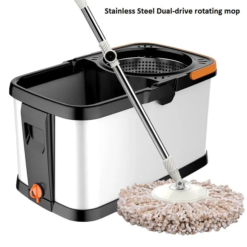 Stainless Steel Wet and Dry Rotary Mop, Automatic Hand-Free Mop, Household Mop from PriceLows™