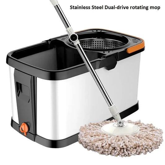 Stainless Steel Wet and Dry Rotary Mop, Automatic Hand-Free Mop, Household Mop from PriceLows™