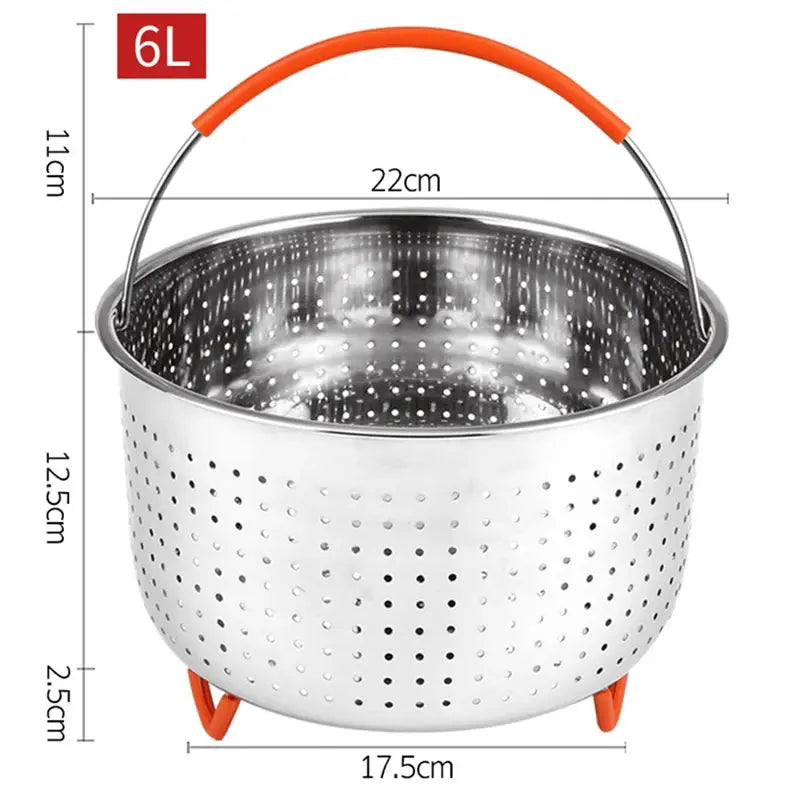 Stainless Steel Steamer Basket | 304 Grade | Silicone Covered Handle | 1.5L-8L