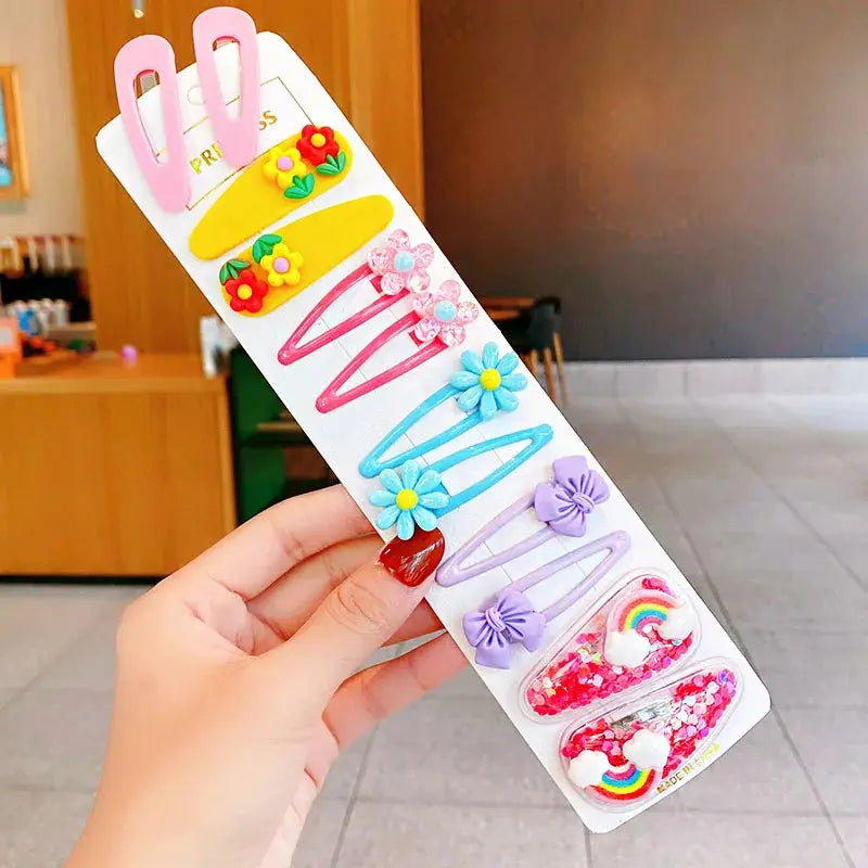 Girls Hair Clips | Cartoon Flower Design | 12 Piece Set