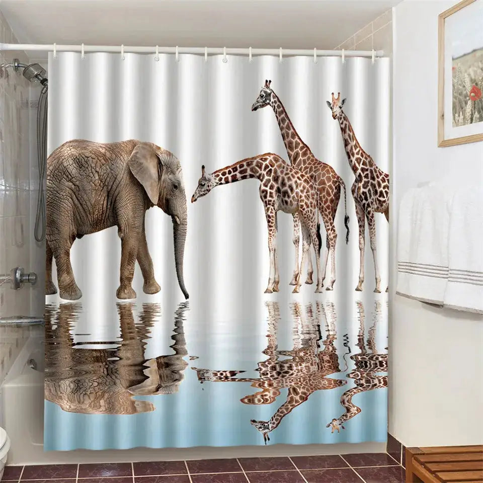 Cat Brushing Teeth Shower Curtain Bathroom Product Waterproof Durable Polyester Fabric Room Decoration cortinas With 12pcs Hooks from PriceLows™