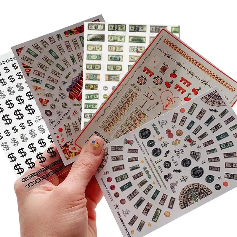 3D Money Dollar Sign Nail Art Stickers Decal Wealthy Rich Style Self Adhesive Nails Acrylic Manicure Tips Decoration Tool from PriceLows™