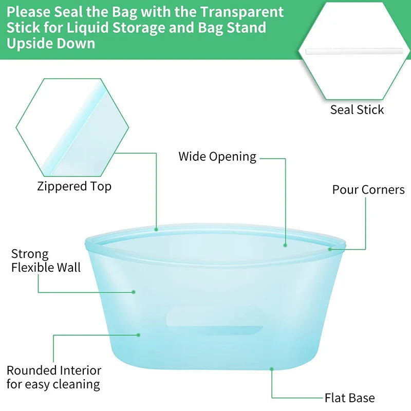 Silicone Food Zip Bag | Reusable | Leak-Proof | Various Sizes