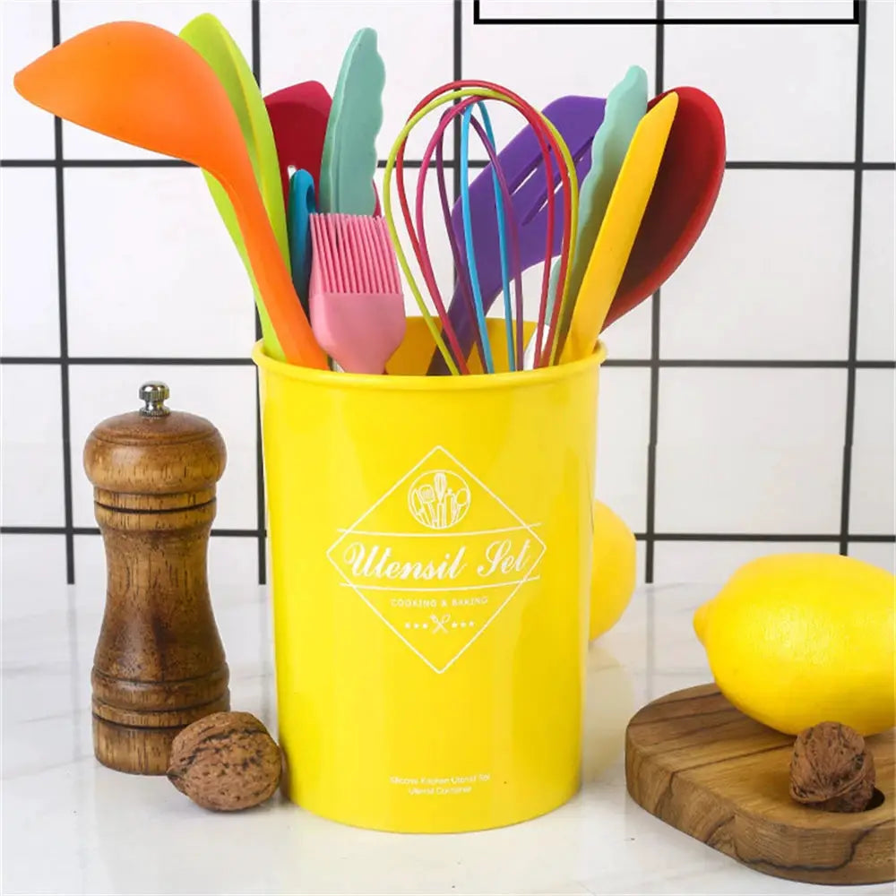 10 pieces Colorful Silicone Kitchen Non-stick Cookware Cooking Tools Scoop Spatula Household Kitchen Baking Gadget Set from PriceLows™