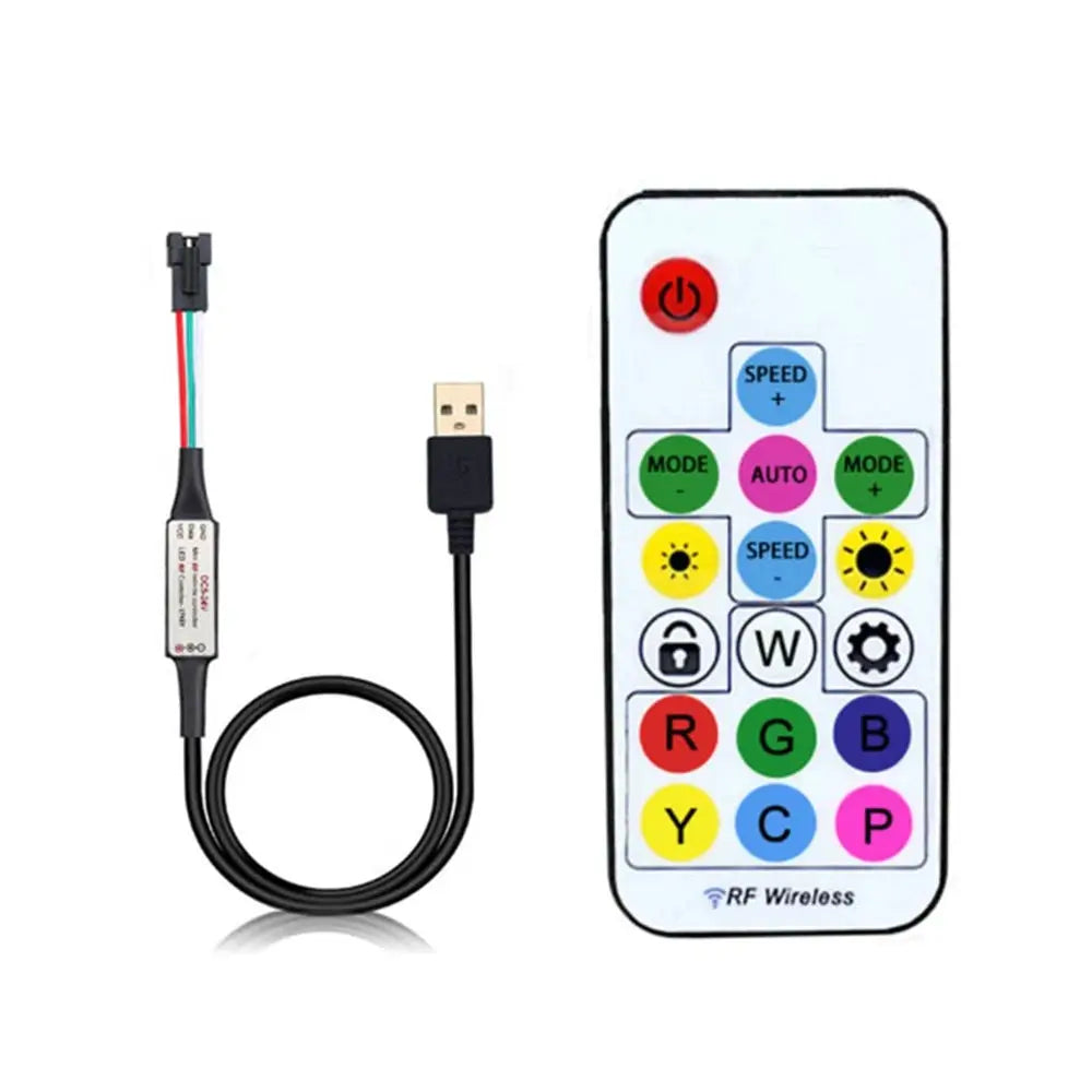 WS2811 WS2812B Led Pixels Strip Light Controller WS2812 USB/DC MINI 3Keys RF 14/17/21Keys Led Tape Remote Controller DC5-24V from PriceLows™