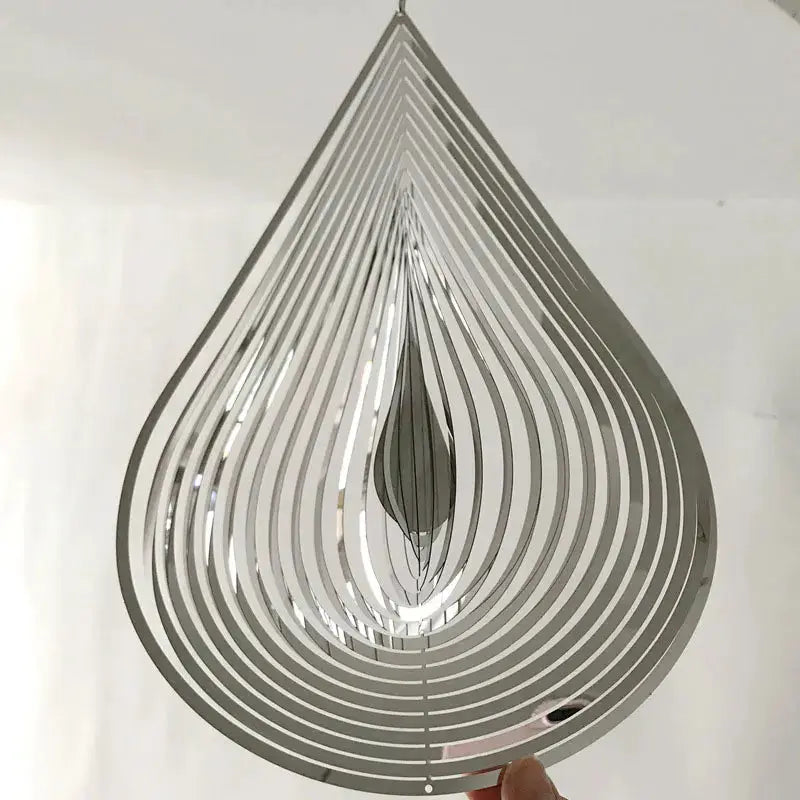 Heart Square Drop Shape Stainless Steel 3D Rotating Wind Spinner Chime Metal Decor Home Garden Decoration Outdoor Indoor Rooms from PriceLows™