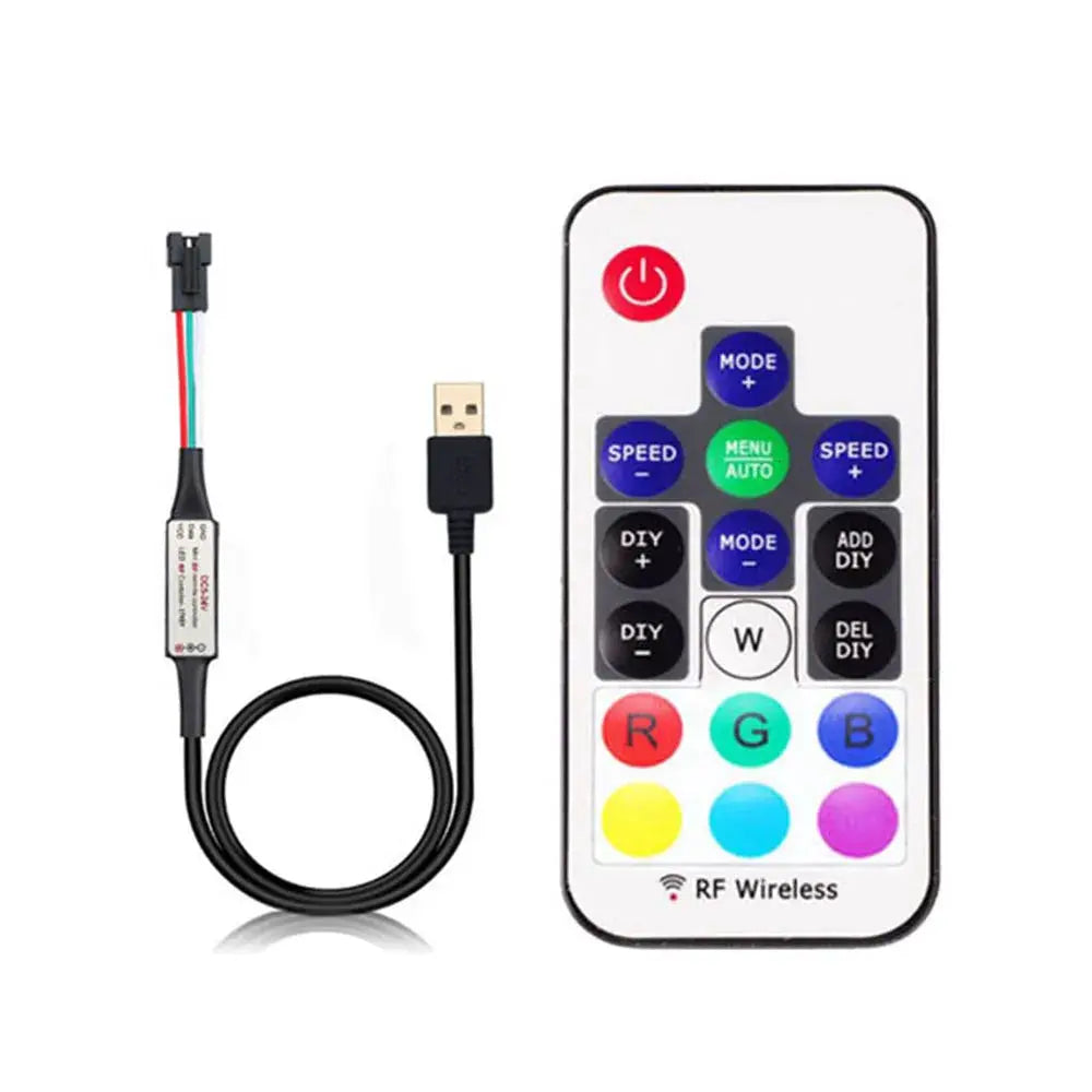 WS2811 WS2812B Led Pixels Strip Light Controller WS2812 USB/DC MINI 3Keys RF 14/17/21Keys Led Tape Remote Controller DC5-24V from PriceLows™
