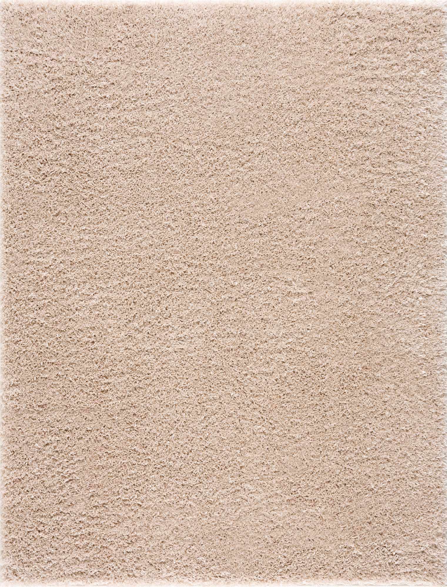 Faina Solid Beige Shag Rug Washable from PriceLows™