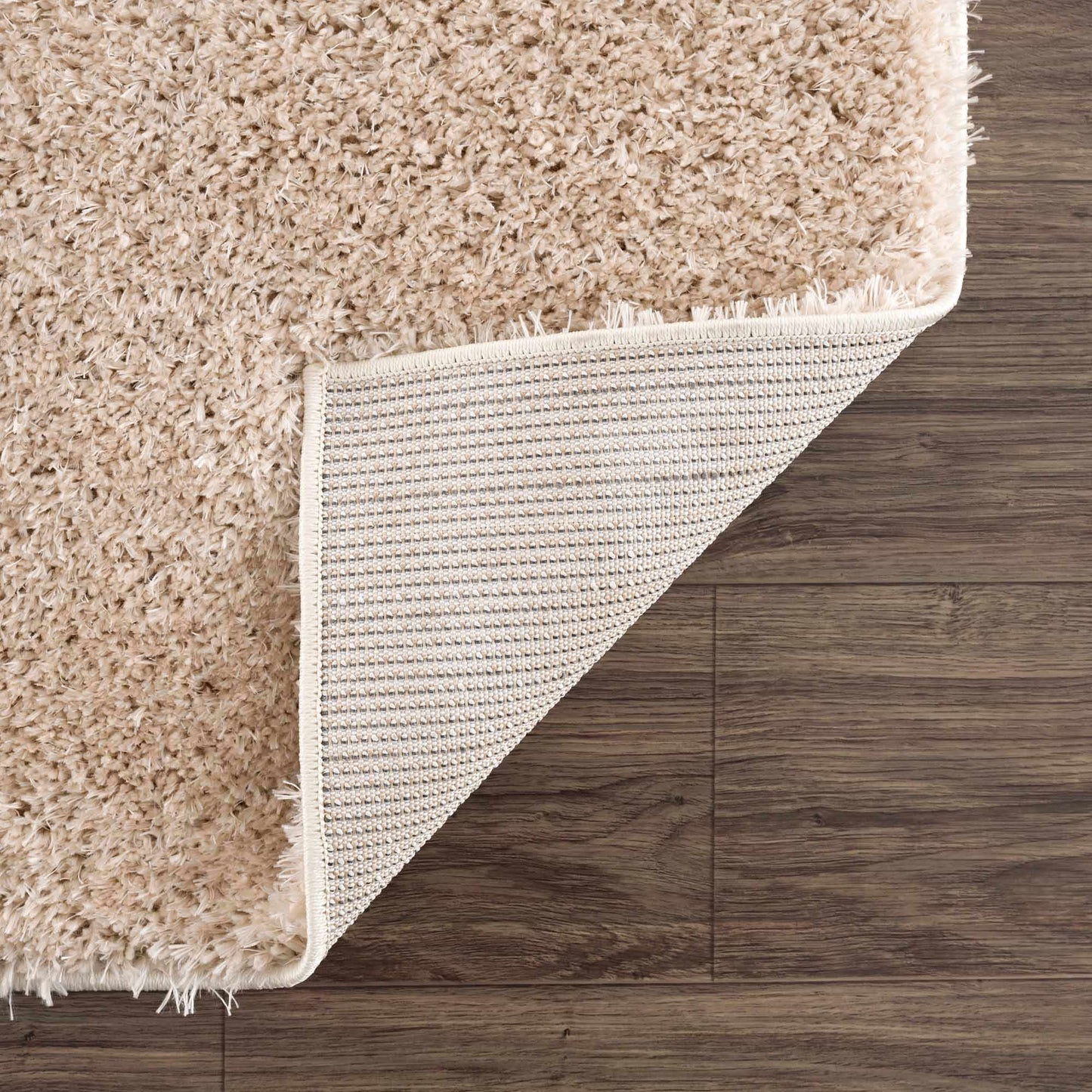 Faina Solid Beige Shag Rug Washable from PriceLows™