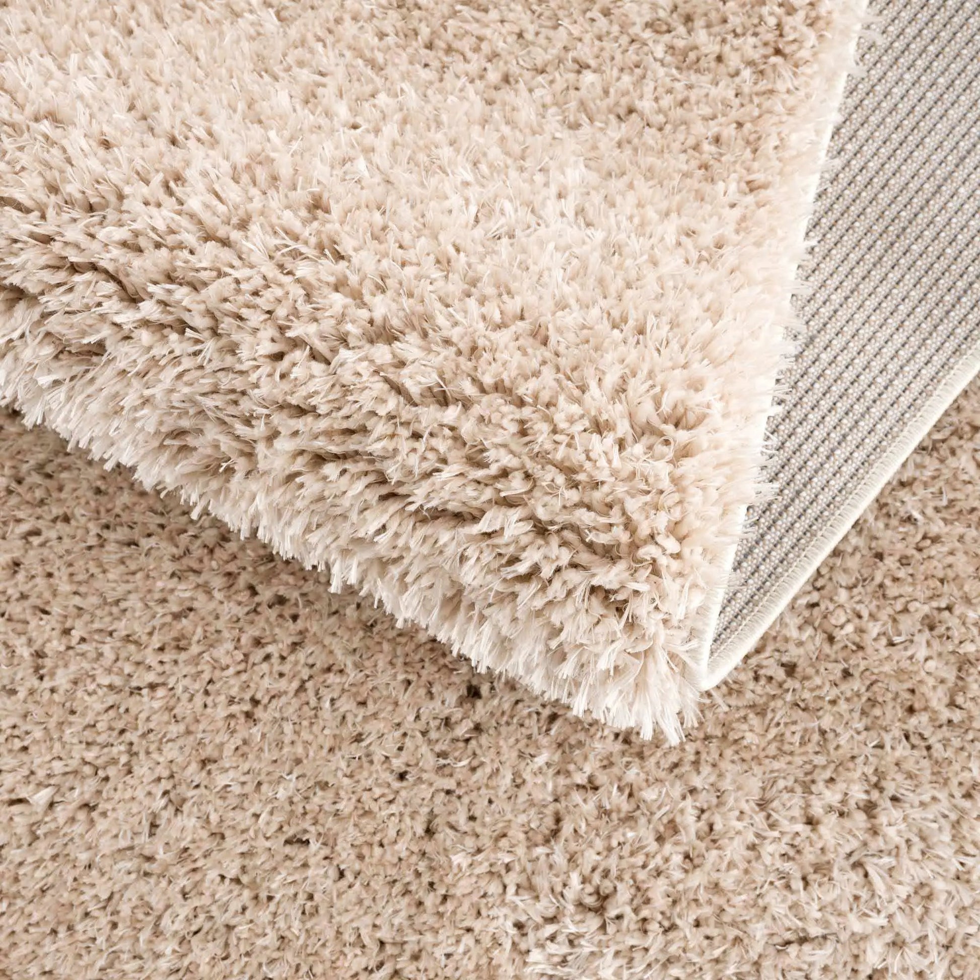 Faina Solid Beige Shag Rug Washable from PriceLows™