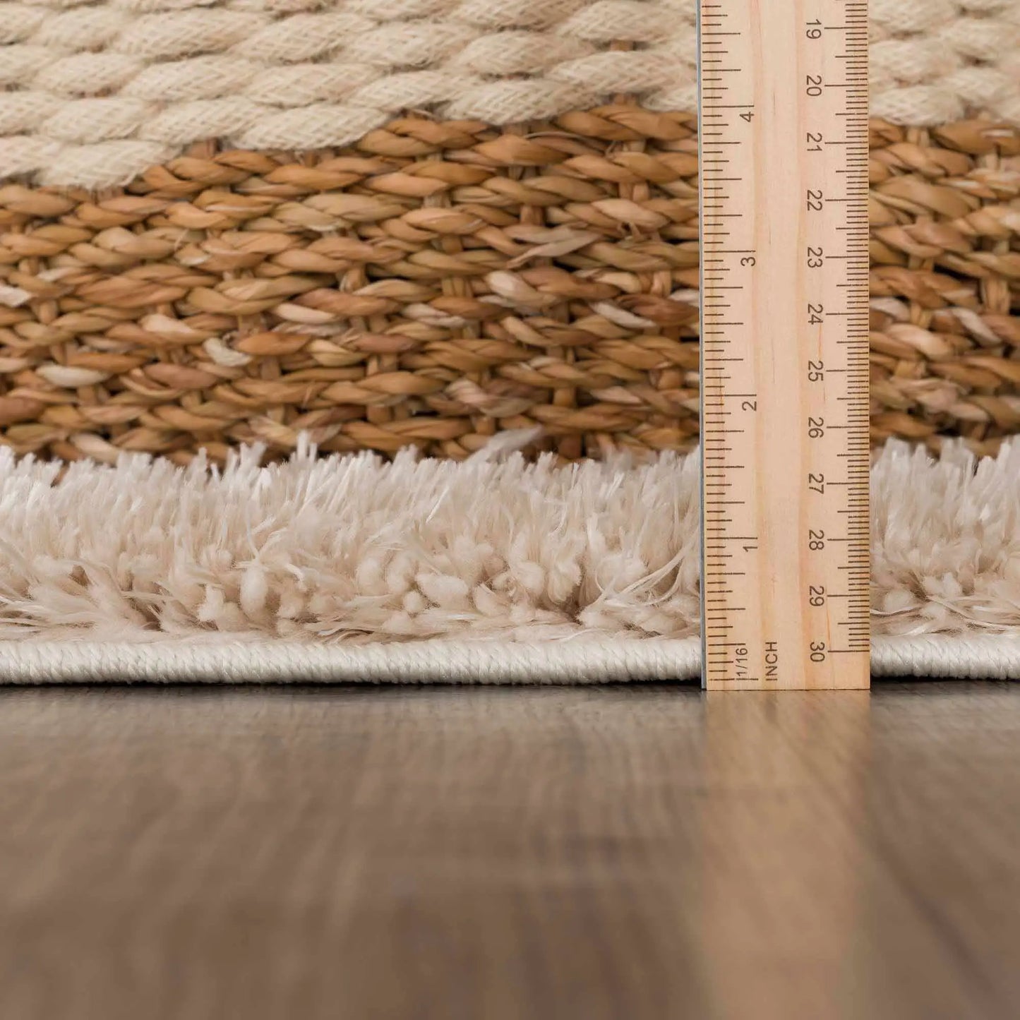Faina Solid Beige Shag Rug Washable from PriceLows™
