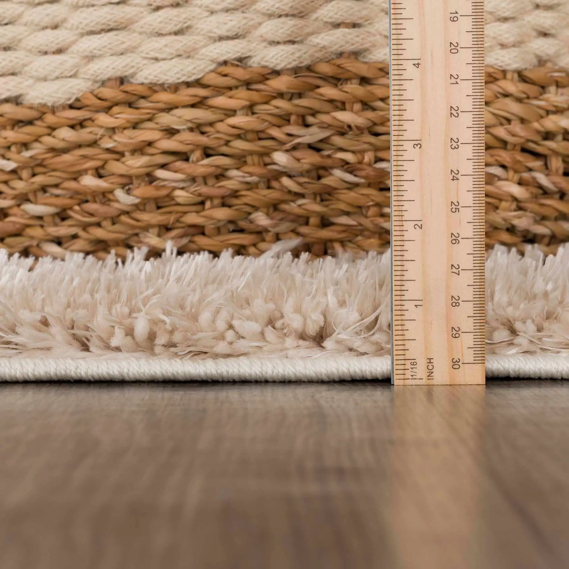 Faina Solid Beige Shag Rug Washable from PriceLows™