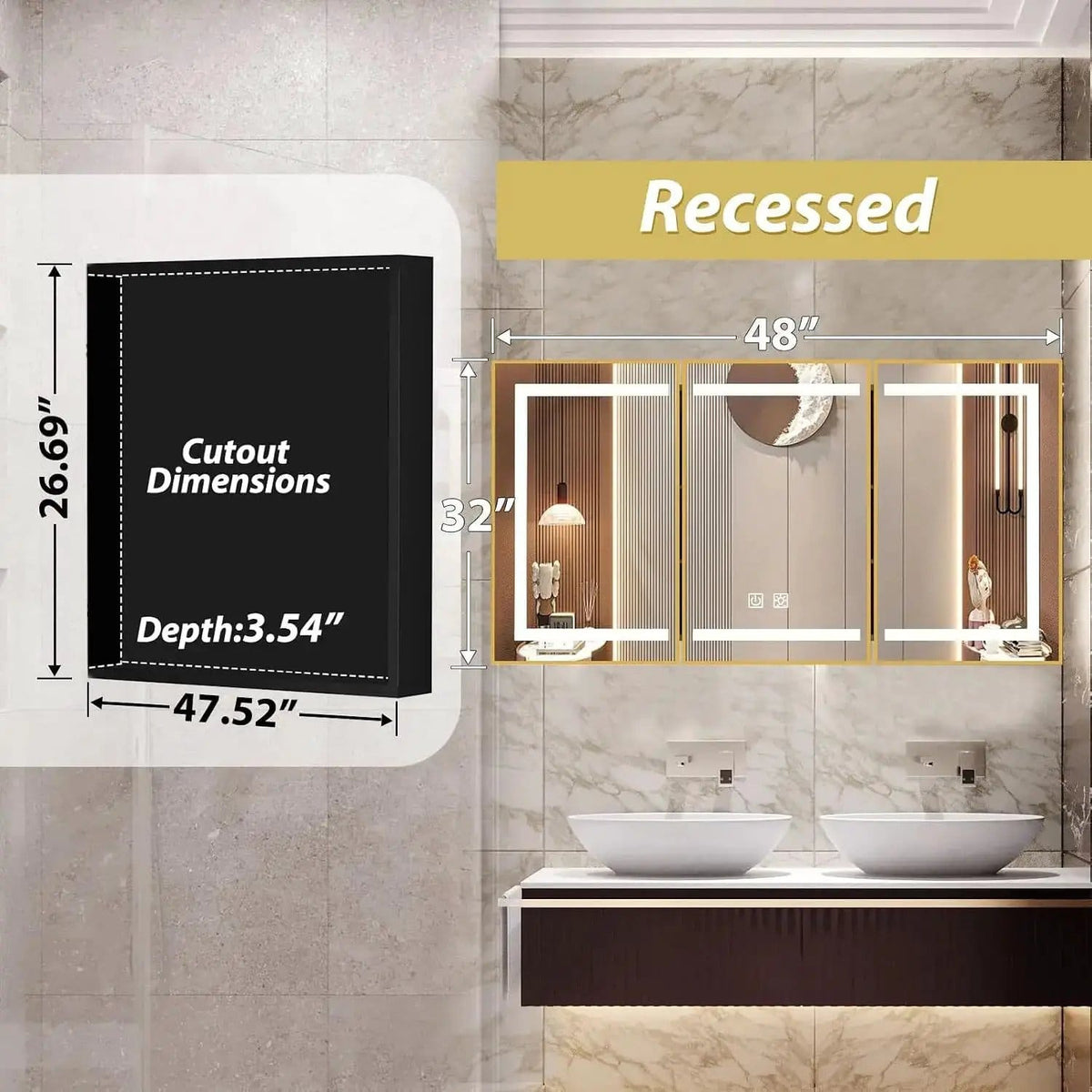 HAUSVITA Lighted Bathroom Medicine Cabinet with Mirror | Bathroom Use | Everyday Use | Bathroom