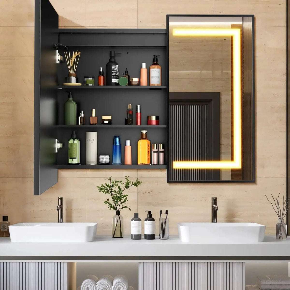 HAUSVITA Lighted Bathroom Medicine Cabinet with Mirror | Bathroom Use | Everyday Use | Bathroom