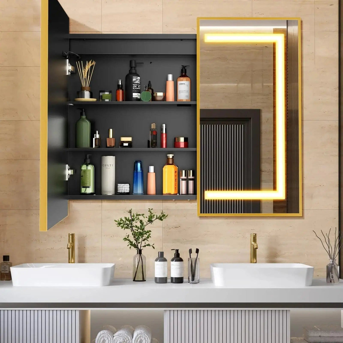 HAUSVITA Lighted Bathroom Medicine Cabinet with Mirror | Bathroom Use | Everyday Use | Bathroom