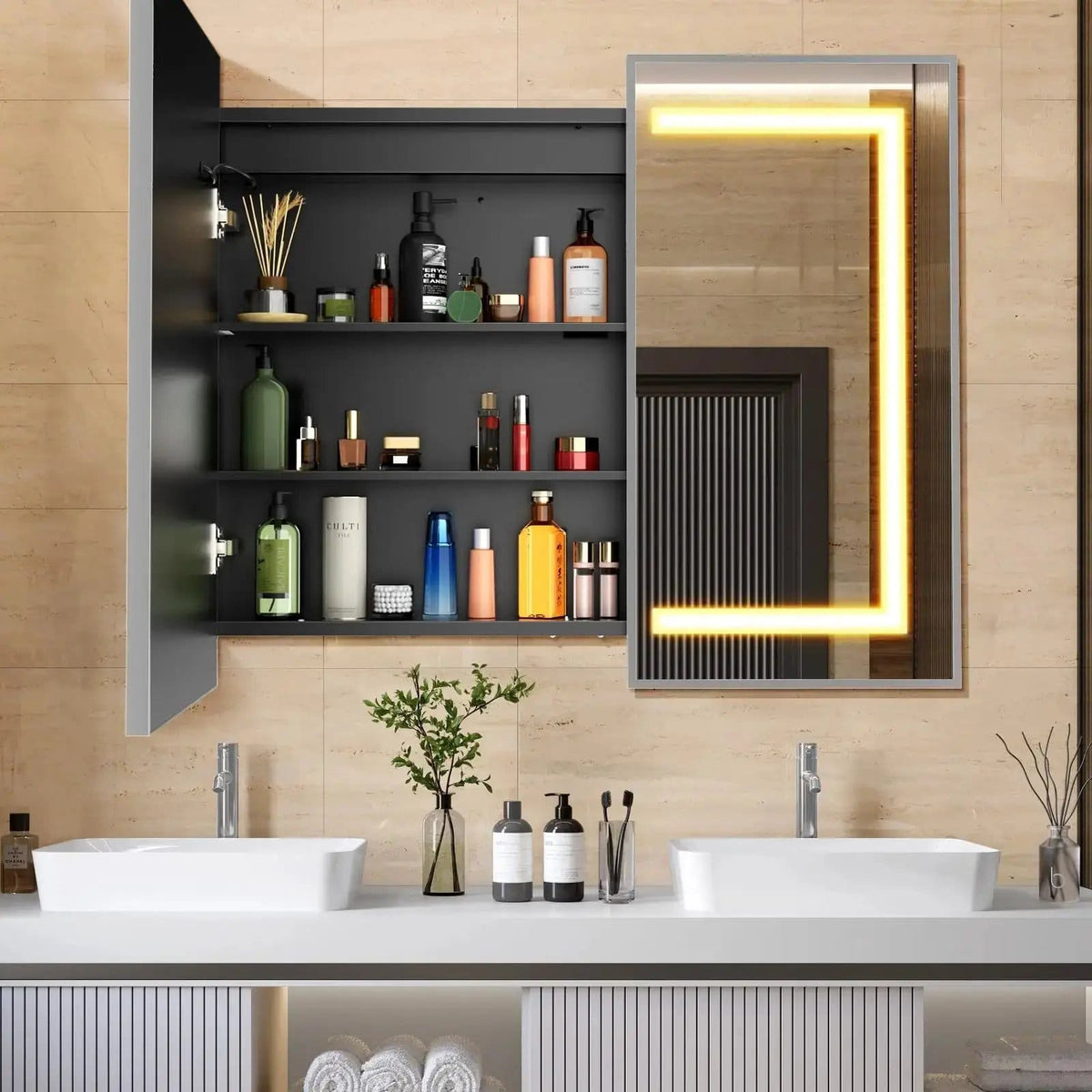HAUSVITA Lighted Bathroom Medicine Cabinet with Mirror | Bathroom Use | Everyday Use | Bathroom