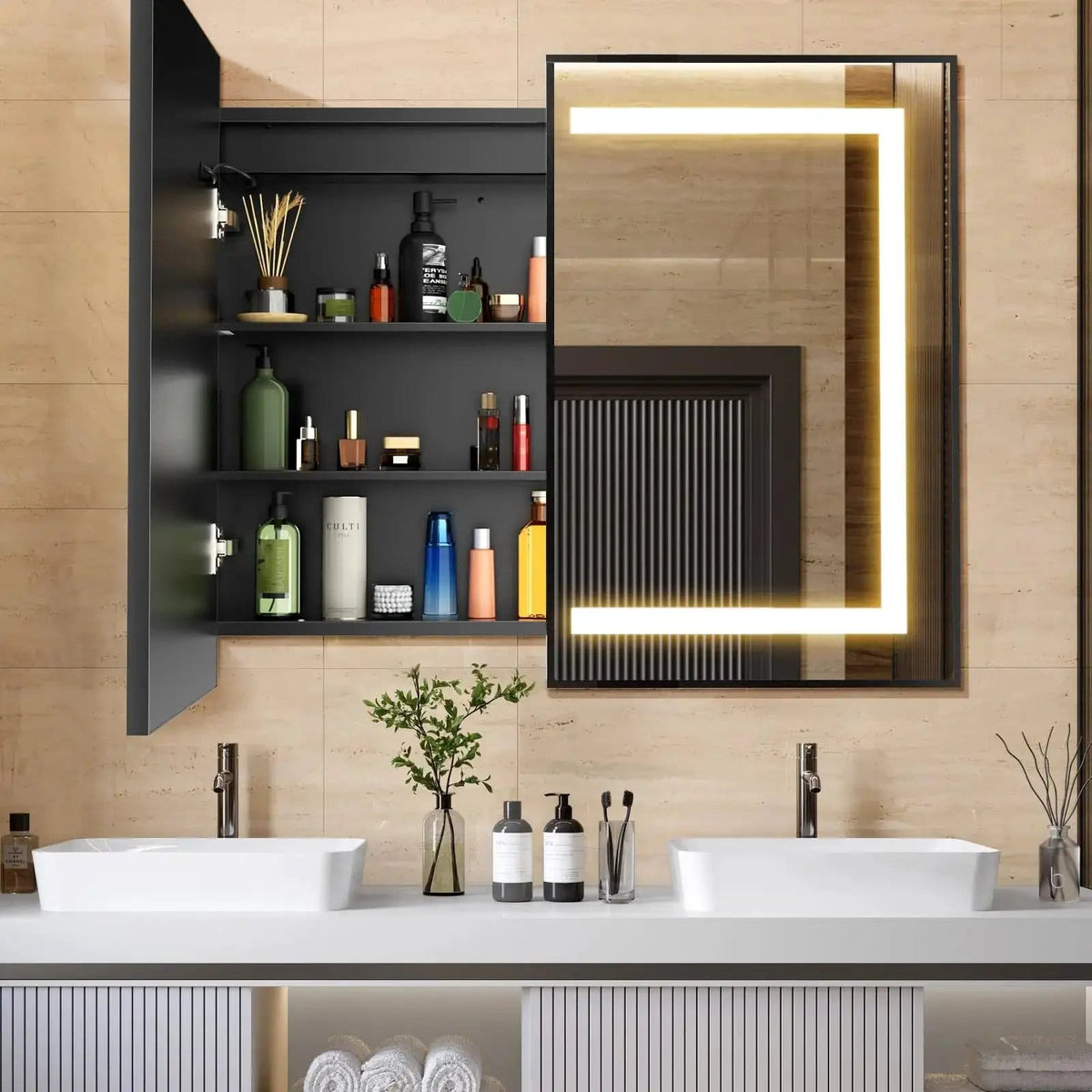HAUSVITA Lighted Bathroom Medicine Cabinet with Mirror | Bathroom Use | Everyday Use | Bathroom