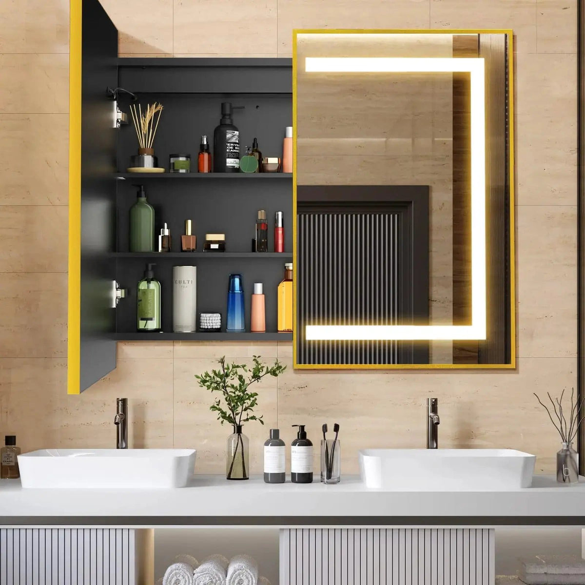 HAUSVITA Lighted Bathroom Medicine Cabinet with Mirror | Bathroom Use | Everyday Use | Bathroom