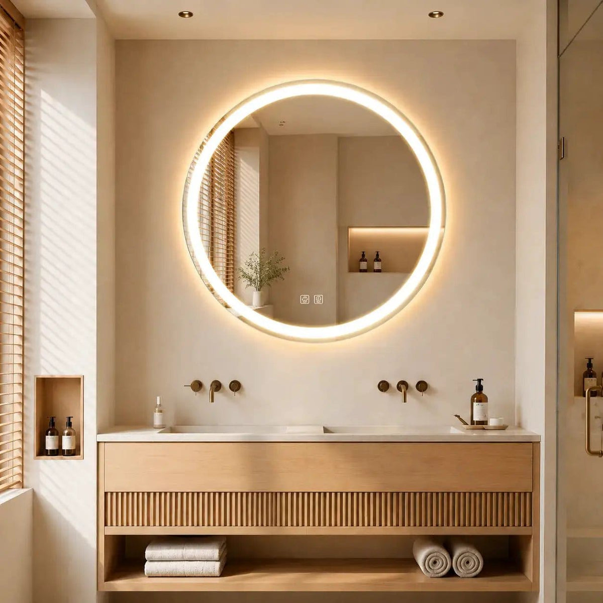 HAUSVITA Round Center Glow LED Bathroom Mirror | Wall Mirror | Bathroom Use | Bathroom