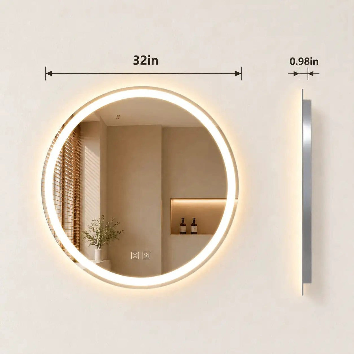 HAUSVITA Round Center Glow LED Bathroom Mirror | Wall Mirror | Bathroom Use | Bathroom