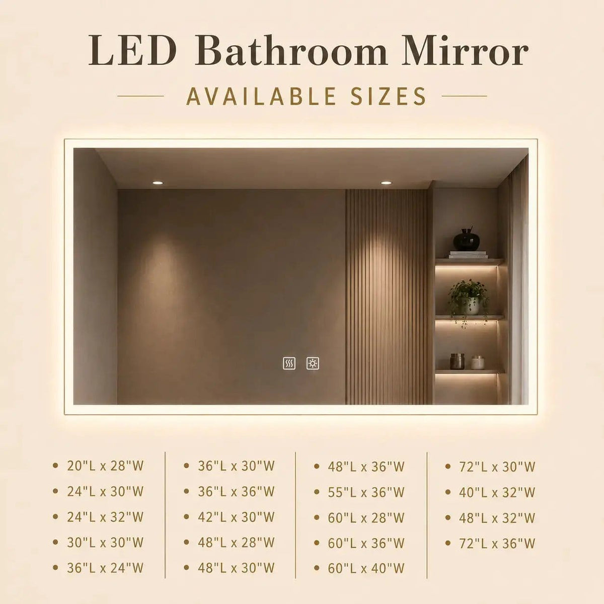 HAUSVITA Standard Edge Glow LED Bathroom Mirror | Wall Mirror | Bathroom Use | Bathroom