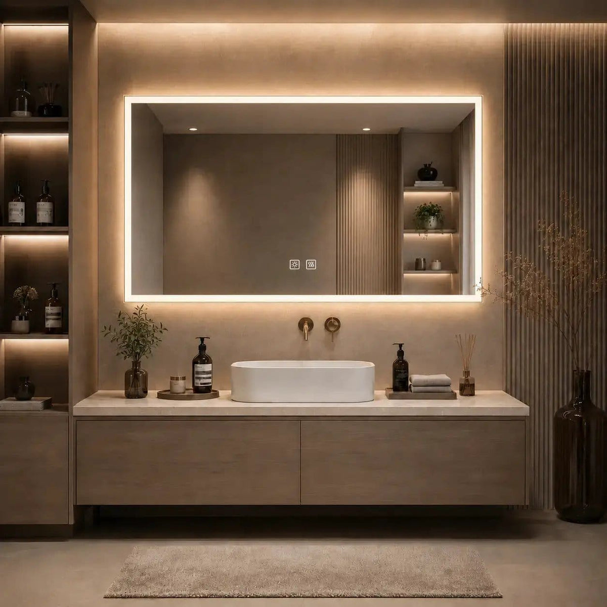 HAUSVITA Standard Edge Glow LED Bathroom Mirror | Wall Mirror | Bathroom Use | Bathroom