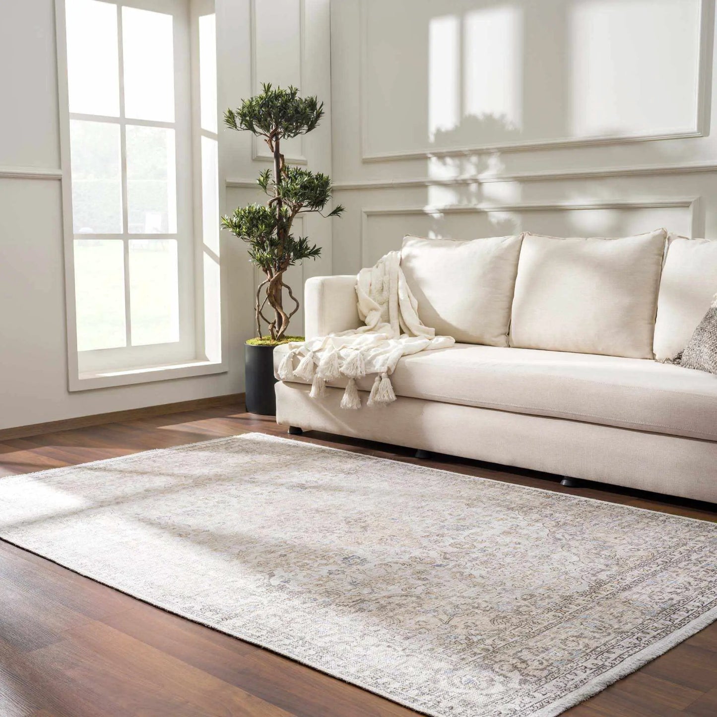 Cream Holi-2301 Washable Area Rug from PriceLows™